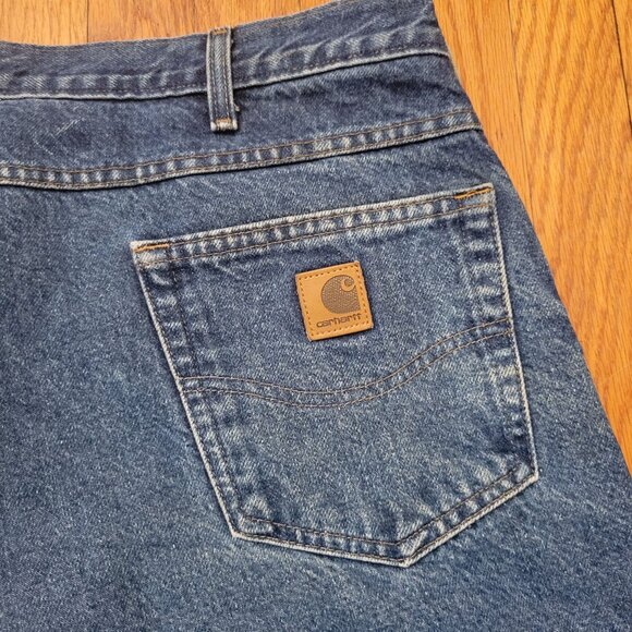Carhartt Blue Denim Flannel Lined Relaxed Fit Jeans 40x30 B172 DST - Picture 6 of 9